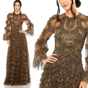 Mac Duggal Multicolor Layered Maxi Dress